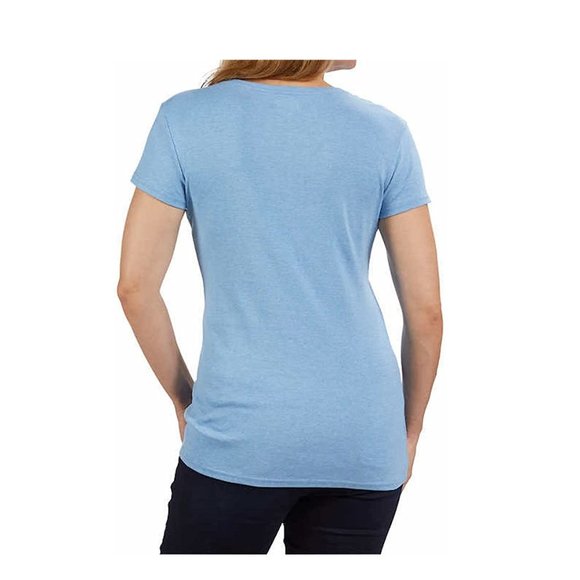 NWT Kirkland Signature Ladies Cotton V-Neck Tee Shirt Blue Size S $25 9B593 - Picture 2 of 2